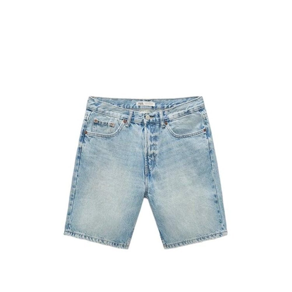 ZARA NWOT SKATE-FIT DENIM SHORTS  BLUE SIZE 42 | 1538/313/400
